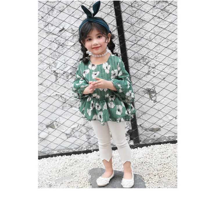 Стиль для девочек, стиль, корейский стиль, детская Милая рубашка с цветочным принтом для маленьких девочек рубашка с короткими рукавами, топы