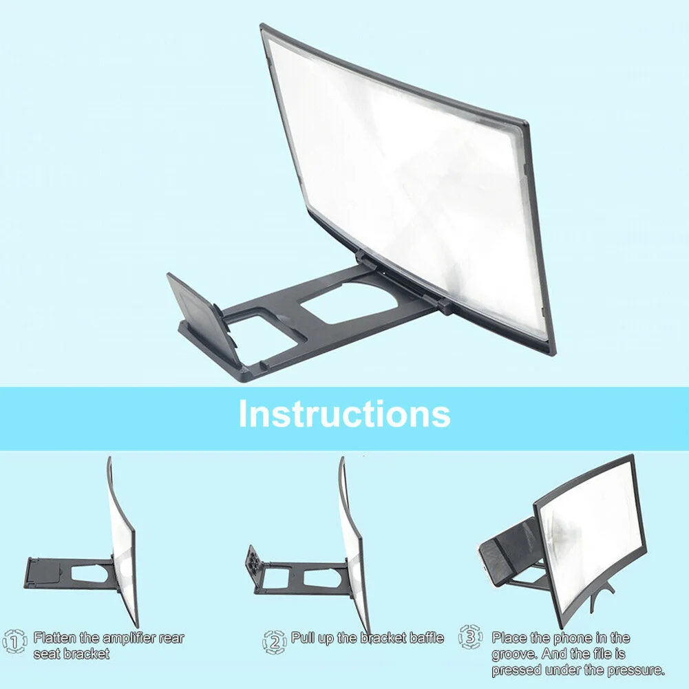12 дюймов Экран лупа Настольная Портативный изогнутые увеличенные универсальный фильм Чехлы для мобильных телефонов с подставкой видеоусилитель Высокое разрешение