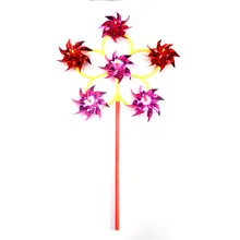 6 колеса красочные пластиковые блестки ветряная мельница Whirligig ветер Spinner домашний дворовый садовый декор