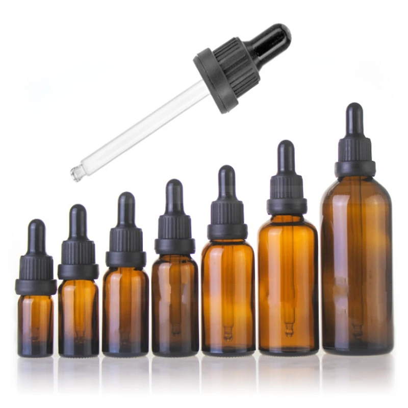 

5ml-100ml amber Glass Liquid Reagent Pipette Bottles brown 10ml 20ml 30ml 50ml Eye Droppers Essential Oils Perfume bottle