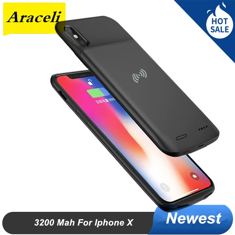 For Iphone X Battery Charger Case Smart Wireless charging Battery Case