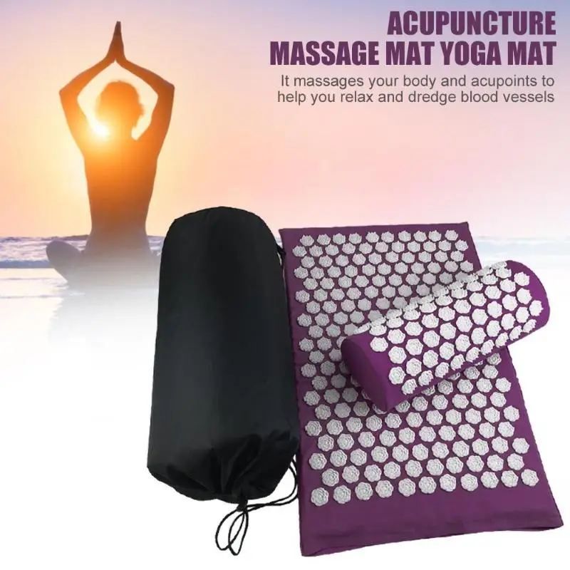 

Lotus Acupressure Massage Mat Massager Cushion Mat Body Relieve Acupressure Mat Body Back Pain Spike Yoga Mat with Pillow