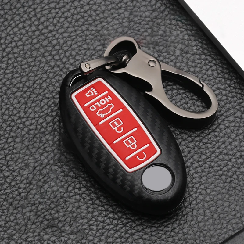 

5 Button Carbon fiber Silicone Car Remote key Cover Case For Nissan Patrol Y62 Rouge Maxima Altima Sentra Murano 2018 2019 2020