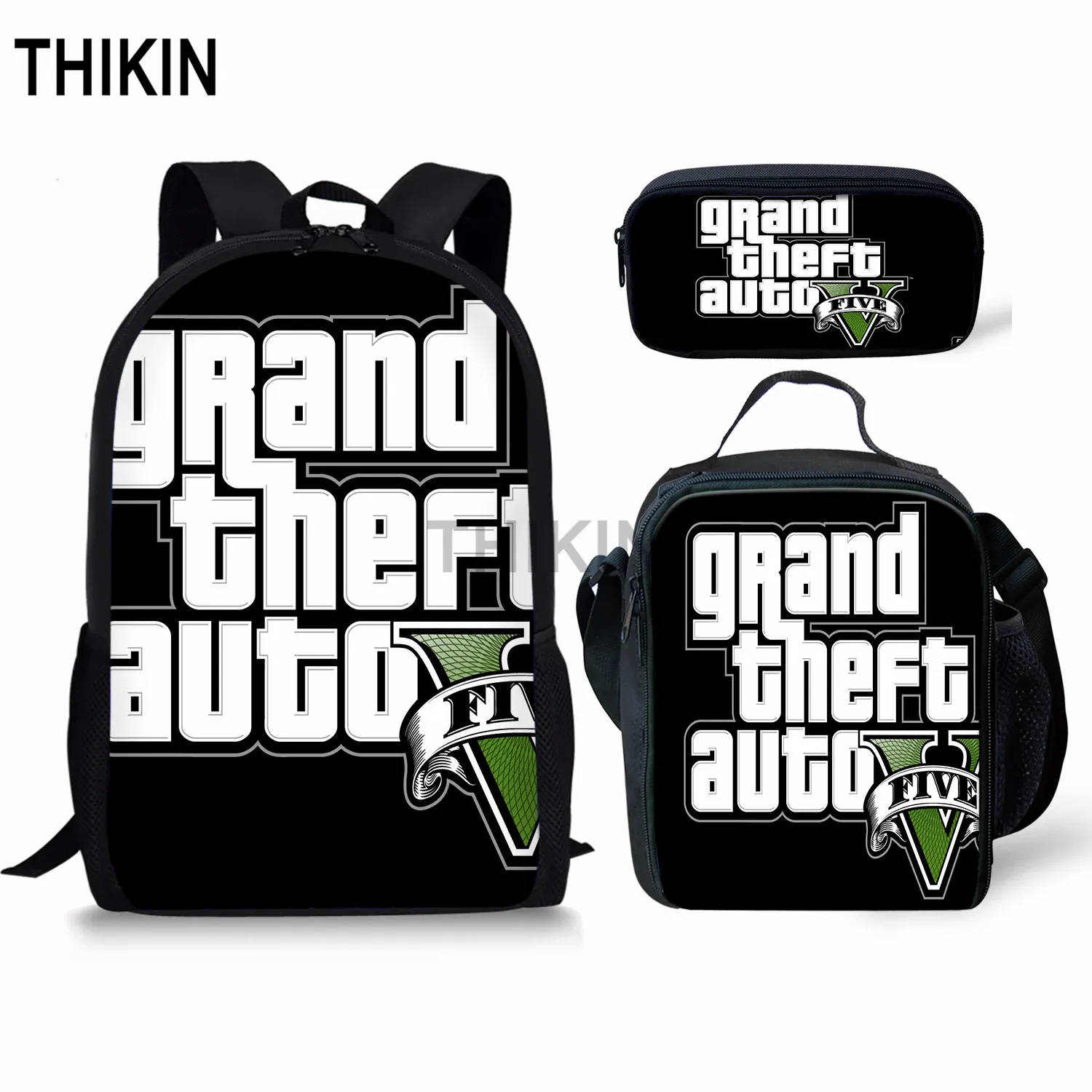 THIKIN Grand Theft Auto школьные сумки для подростков мальчиков 3 шт./компл. сумки на плечо крутая игра GTA рюкзак комплект для детей; обувь для девочек; обувь для студентов; Mochila