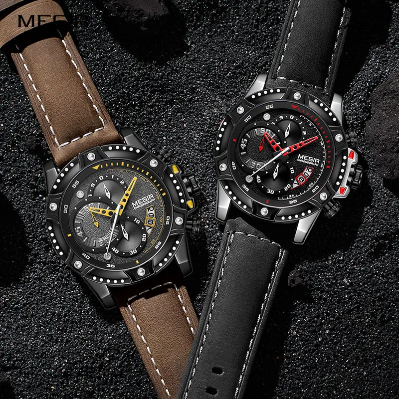 MEGIR Army Military Sport Watches Men Top Brand Luxury Quartz Chronograph Wrist Watch Relogio Mascu