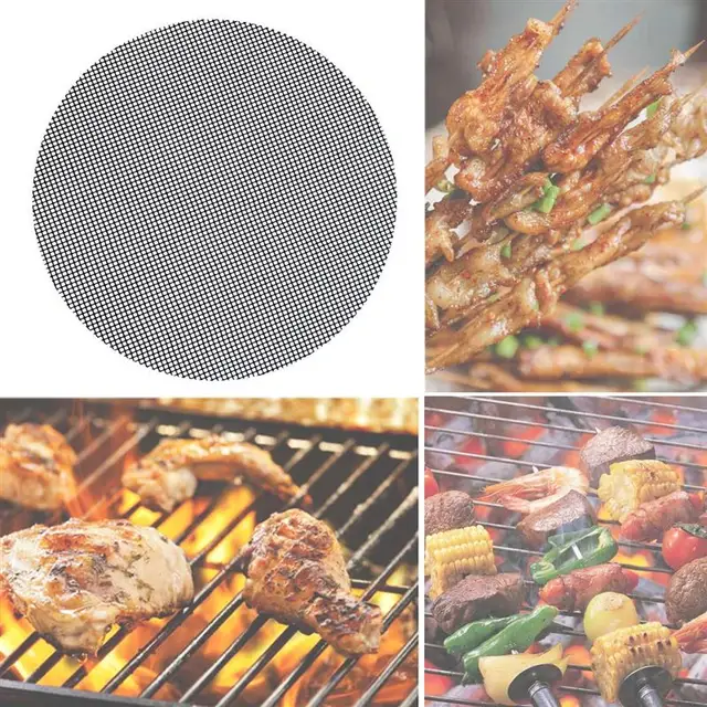 Grill Hálószőnyeg Nonstick Bbq Szőnyeg Nettó Cook Rács Borító 40 Cm Kerek Barbecue Főzők (Véletlen Szín) - Image 6