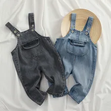 Рост 80 до 100 см, новинка года, весенний джинсовый комбинезон для мальчиков Модный комбинезон для маленьких мальчиков на весну и осень детские джинсы