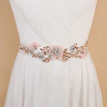 Pink Dress Belt Rhinestone Belt Bridal Pink Flower Belt Wedding Dress Belt Bridal Sashes for Dress Accessories Pink Jewelry Belt