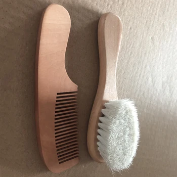 

Newborn Baby Natural Wool Baby Wooden Brush Comb Newborn Hair Brush Infant Head Massager Portable Comb Hair Bath Brush Comb