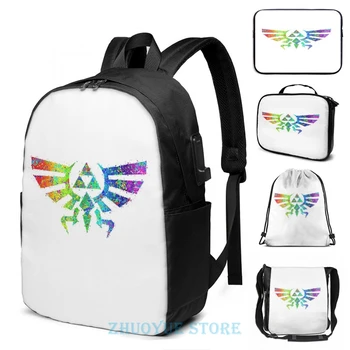 

Funny Graphic print Legend of Zelda - Triforce USB Charge Backpack men School bags Women bag Travel laptop bag