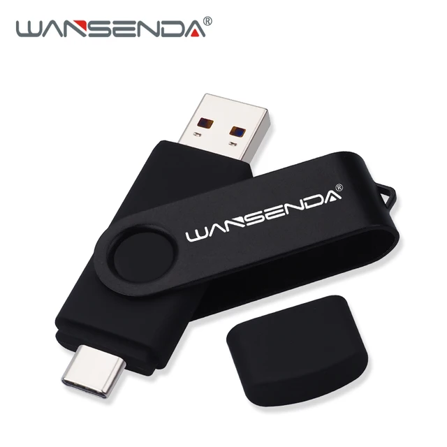New WANSENDA USB 3.0 TYPE C USB Flash Drive OTG Pen Drive 512GB 256GB 128GB 64GB 32GB 16GB USB Stick 2 in 1 High Speed Pendrive black