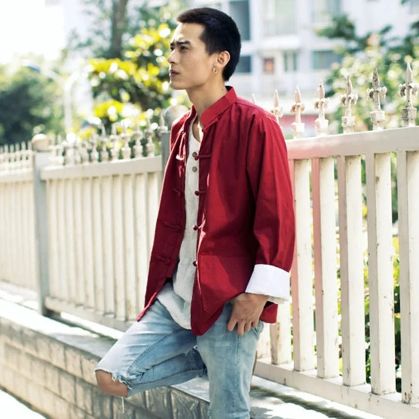 Tangsuit Vintage Male Clothes Chinese Style Shirt Cheongsam Top Traditional Chinese Clothing for Men Wutang Hanfu Ethnic