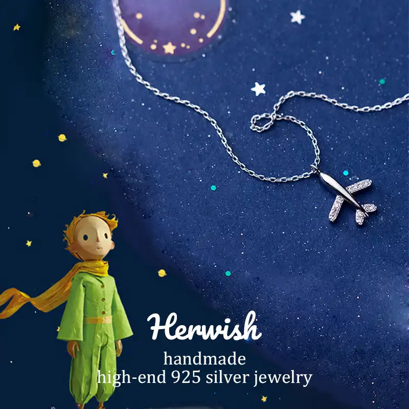Herwish 女性飛行機ペンダントネックレス 925 スターリングシルバー王子リンクチェーンネックレスかわいい韓国のファッションジュエリー ネックレス Aliexpress