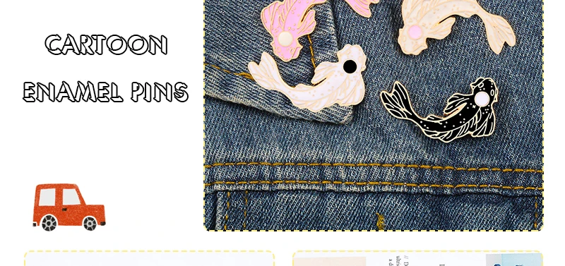 Инь Ян рыба булавки мультфильм кои Карп Броши для женщин и мужчин джинсовые куртки нагрудные эмалированные булавки японская рыба сумка со значком Дети Ювелирные изделия Подарки