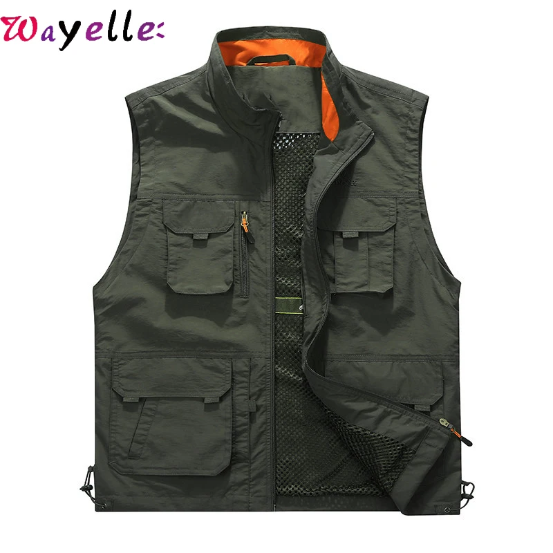 

Outdoor Men Vest with Multi-pockets Zipper Jacket Coat Sleeveless Photography Men Fishing Military Vest Men's Tourism Drift Vest
