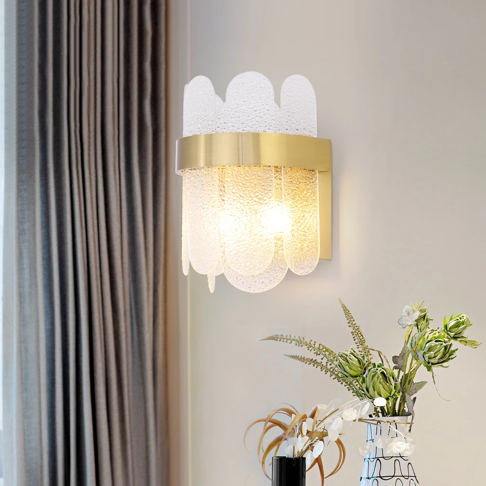 

Frosted Glass Wall Lamp with Gold Stainless Lamp Body Modern Design Indoor lighting for bedroom living room bedside TV-wall