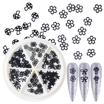 

Black Butterfly Nails Decorations Acrylic Flowers Mushroom Shape Paillette Nail Art Slice Fake DIY Manicure Accessories LA1611