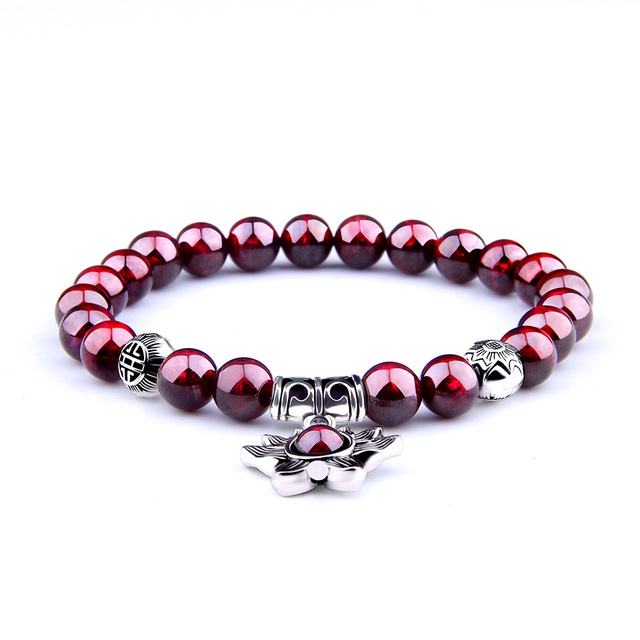 Bracelets Natural Garnet Beads Bracelet For Women Red Stone Bracelet Silver-plated Yoga Balance Pulsera Couples Jewelry Gift