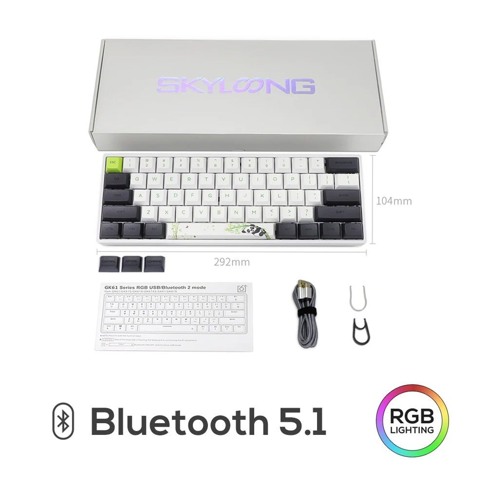 

GK61 Wireless Mechanical Keyboard Russian Layout Bluetooth Gaming RGB Backlit Waterproof PC Desktop Laptop Macbook Gamer teclado