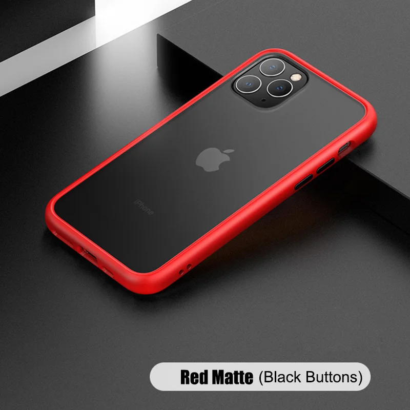 Red Противоударный силиконовый чехол-бампер для iPhone 11 Pro Xs Max Xr X, прозрачный 360 матовый защитный чехол для iPhone 7 8 Plus, Fundas - Цвет: Red