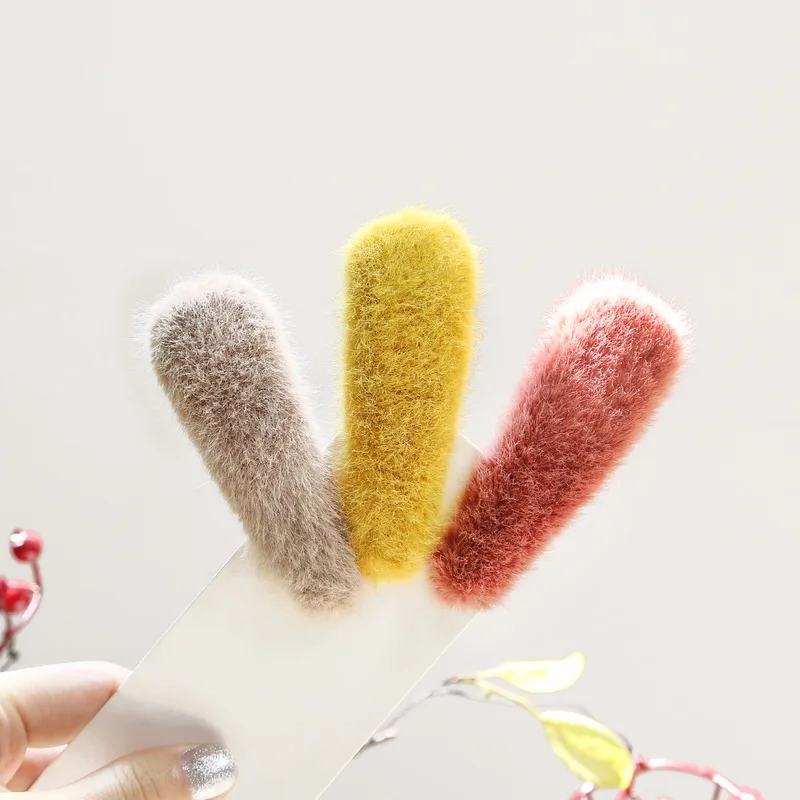 Ручной работы корейский плюшевый милый искусственный кроличий мех зажим женская заколка для волос девушки Модная шпилька для волос головной убор