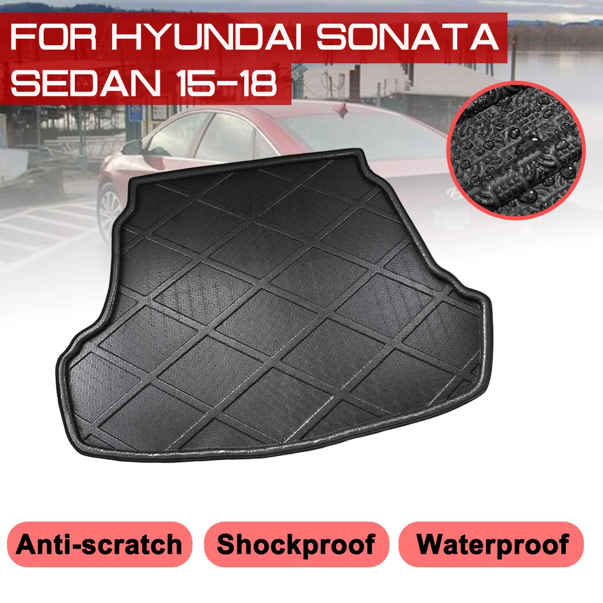 Car Rear Trunk Boot Mat For Hyundai Sonata Sedan 2015 2018 Waterproof