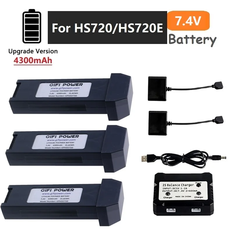 

Upgrade 7.4V 4300mah Lithium Battery for HS720 HS720E Folding Brushless Quadcopter Accessory Remote Control UAV Drone Battery