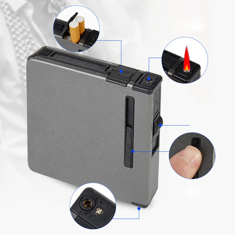 

Cigarette Box Gas Lighter and Cigarette Case Windproof Flameless Electronic Lighter Tobacco Cigarettes in Packs Turbo Lighter