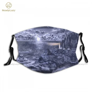 

Adults Cool Heceta Head Light Blue Facial Mask Breathable Swag Polyester Face Mouth Mask With Filters