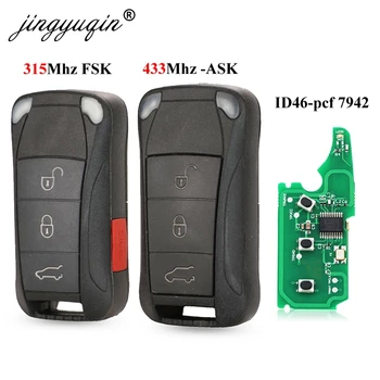 Keyforkess 3 Pulsanti 433Mhz 4Buttons 315Mhz a distanza di vibrazione di chiave dell'automobile di Fob PCF7942 per Porsche Cayenne Fob controllo