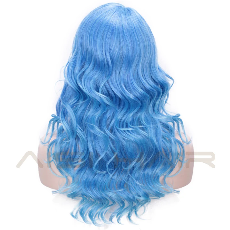 AISI волосы длинные синие кудрявый парик волосы розовый фиолетовый синтетические смешанные цвета парики сторона часть парик для вечерние Косплей Хэллоуин