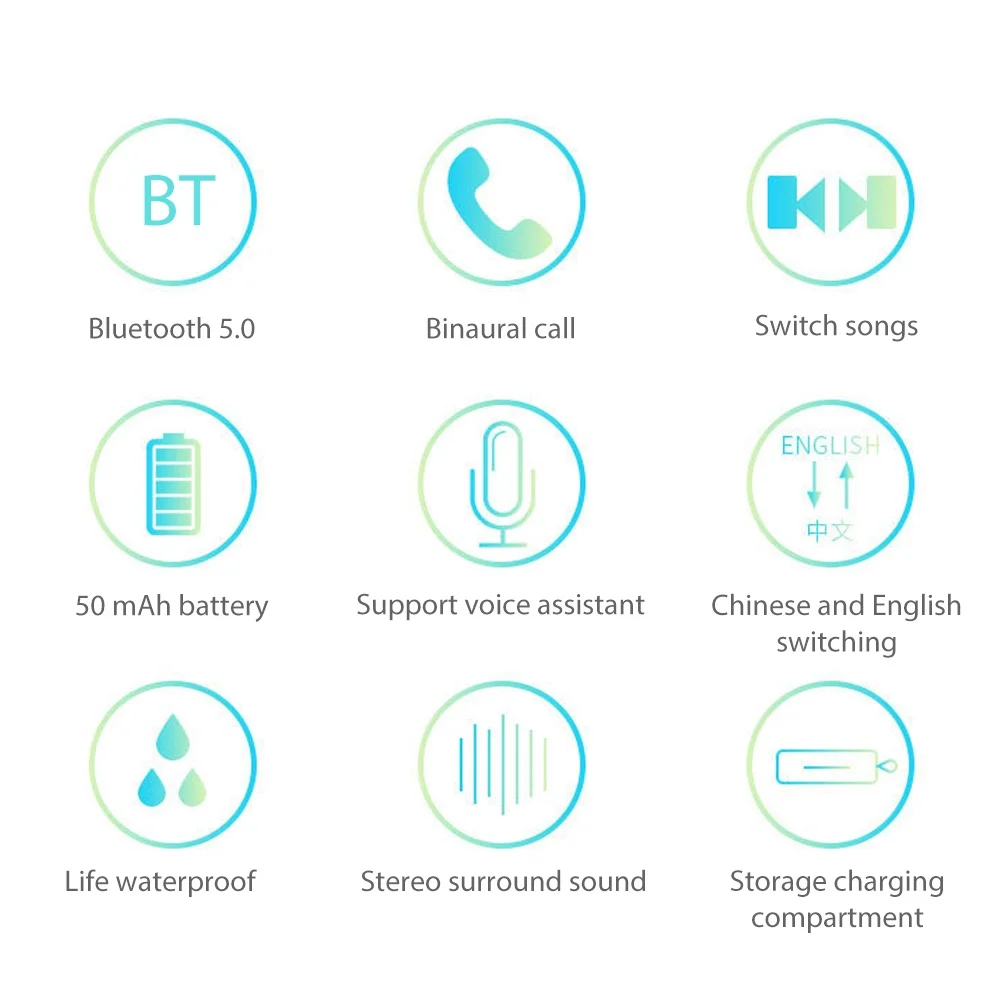 T1 TWS Беспроводные Bluetooth 5,0 наушники стерео наушники водонепроницаемые спортивные наушники с зарядным устройством Micphone