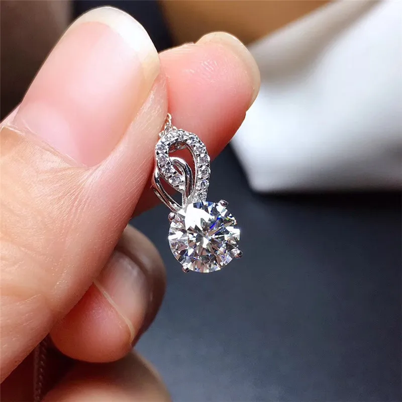 

Moissanite Pendant 1CT VVS Lab Diamond Necklace with certificate Real 925 Sterling Silver Fine Jewelry for Women Wedding Party