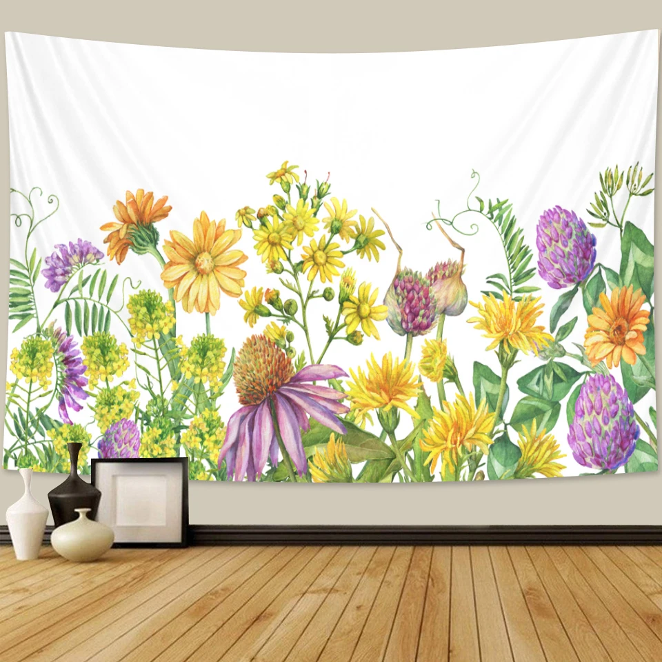 Цветочных растений гобелен для спальни в богемном стиле домашний декор хиппи
