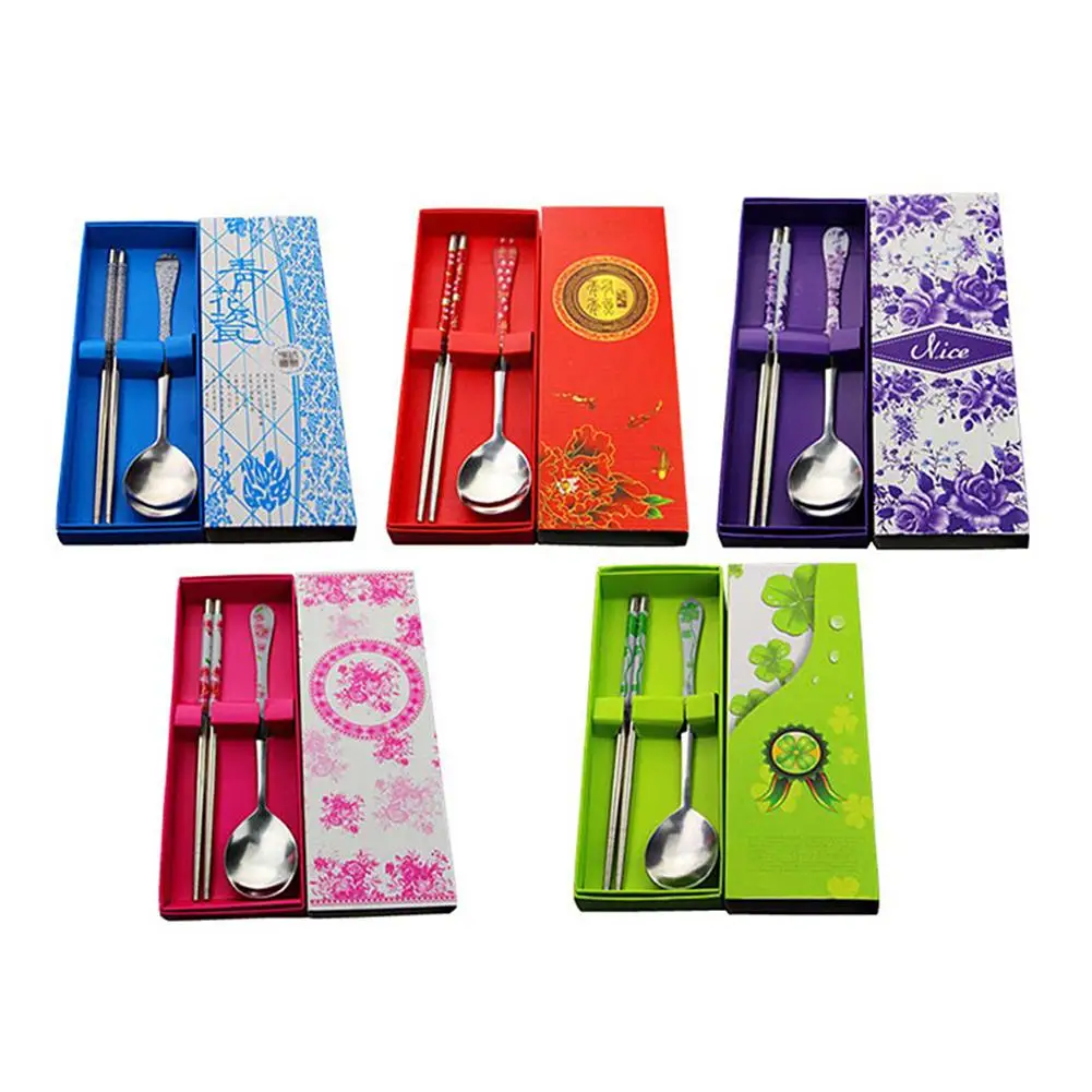 Набор посуды из 2 предметов Блюз и белые фарфоровые палочки для еды ложка с ручкой