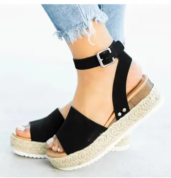 

Sandals summer shoes hemp rope wedge heel large size fish mouth sandals women ladies sandals large size wedge heel shoes ladies