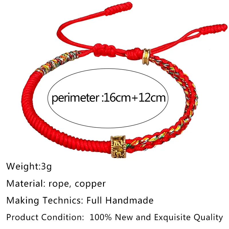 Handmade Bracelet Jewelry Tibetan Buddhist Six-character Mantra Beads Braided Cotton Lucky Rope For Women Men Amulet