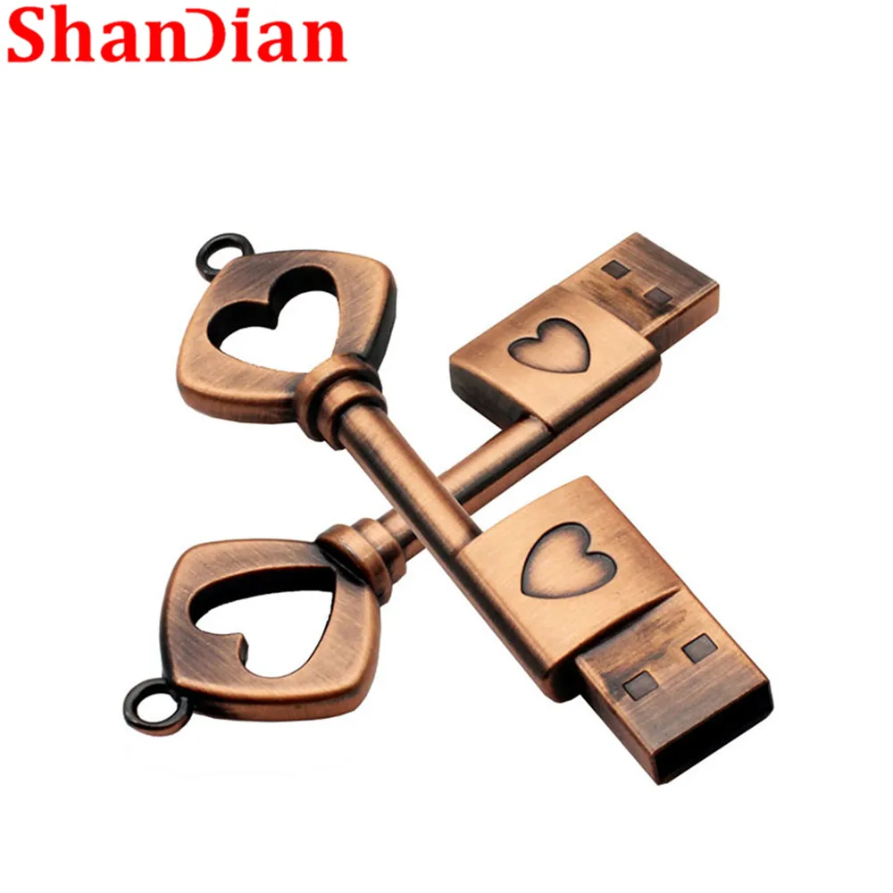 Металлический флеш накопитель SHANDIAN в виде сердца USB 128 4 ГБ 8 16 32 64 ГБ|pen drive memory stick|u
