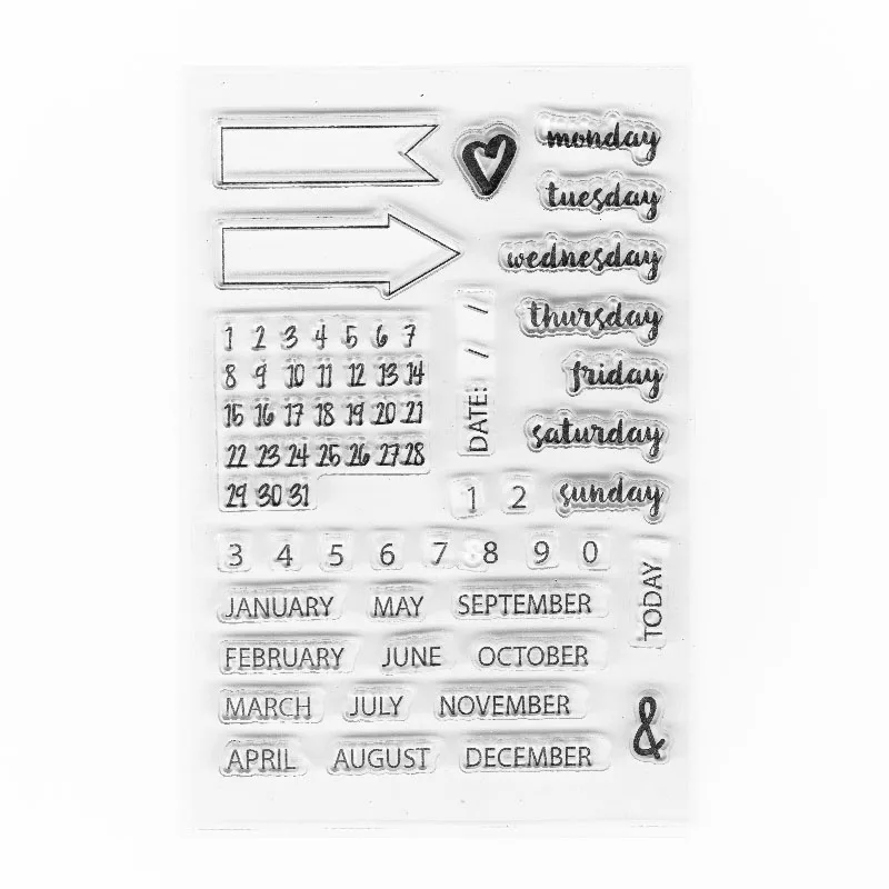 Calendar Date Clear Stamps Planner Transparent Silicone planner Journal Scrapbook | Дом и сад