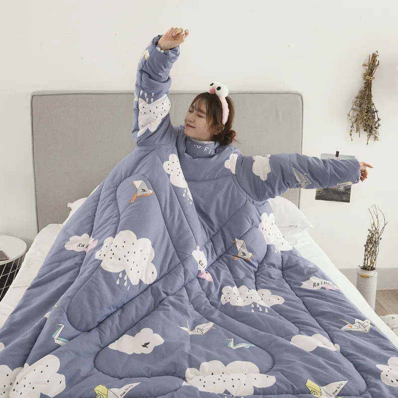 Зимнее одеяло «ленивое» одеяло с рукавами, семейное одеяло, плащ с капюшоном, накидка, одеяло для спальни, покрытое одеяло
