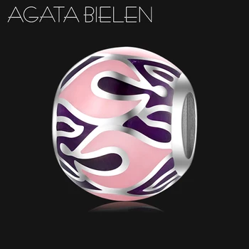 

Classic pattern purple pink enamel 925 Sterling Silver DIY Beads womens accessories fit Original europeu Charms Bracelet Jewelry