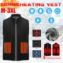 5 Heating Zones USB Electrical Heated Jacket Men Winter Travel Outdoor Warm Fleece Slim Fit Sleevless Heated Vest Jacket