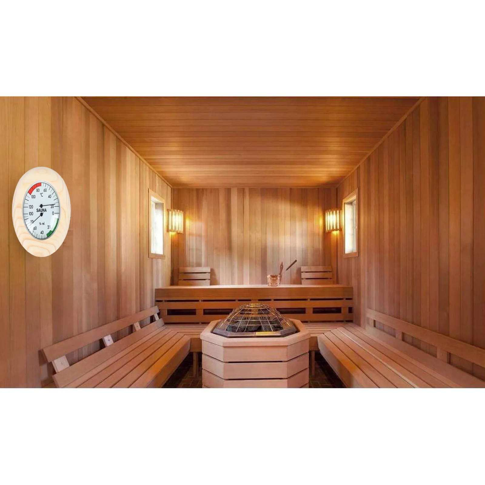 14.5x3cm Digital Sauna Wooden Thermometer Hygrometer for Sauna Room Hotel