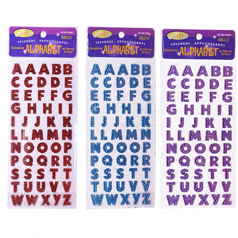 3Pcs/Lot Glitter Crystals Alphabet Letter Stickers DIY Handmade Scrapbooking Sticker Self Adhesive A-Z English Words Sticker 