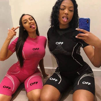 

Two Piece Set Women Sport Jogger Tracksuits Pink Summer Outfits Fitness Crop Top Biker Shorts Female Matching Sets Sweatsuits