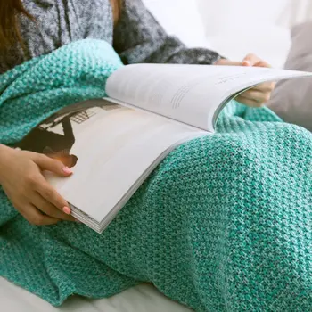

Mermaid Blanket Handmade Knitted Sleeping Wrap TV Sofa Mermaid Tail Blanket Kids Adult Baby crocheted bag Bedding Throws bag