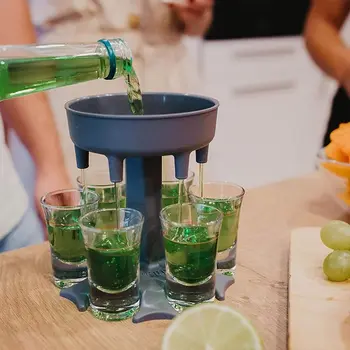 

6 Shot Glass Dispenser Holder Carrier Caddy Liquor Dispenser Party Beverage Drinking Games Bar Cocktail Wine Quick Filling Tool