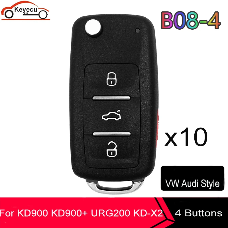 

KEYECU 10pcs KEYDIY B Series B08-4 Universal KD Remote Control 4 Button for KD900 KD900+ URG200 KD-X2 Mini for VW Audi Style