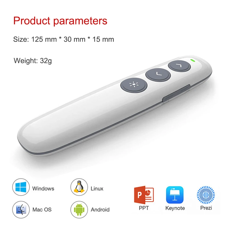 

300mA Wireless Presenter Remote Control Laser Pointer Flip Pen For PPT For Ios Android Wireless Pointer Red Laser Rechargeable