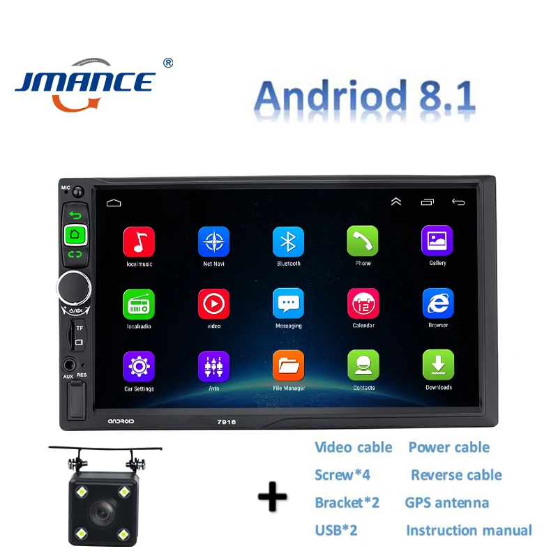 JMANCE автомобильный мультимедийный плеер 2 din android 7916 Авторадио подголовник Автомобильный монитор Автомобильные аксессуары видеоигры pantalla para авто - Цвет: 4LED light camera